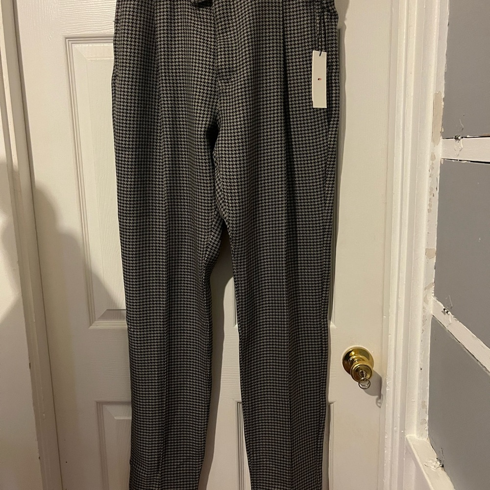 Elegant Black and Gray Checkered Men's Dress Pants